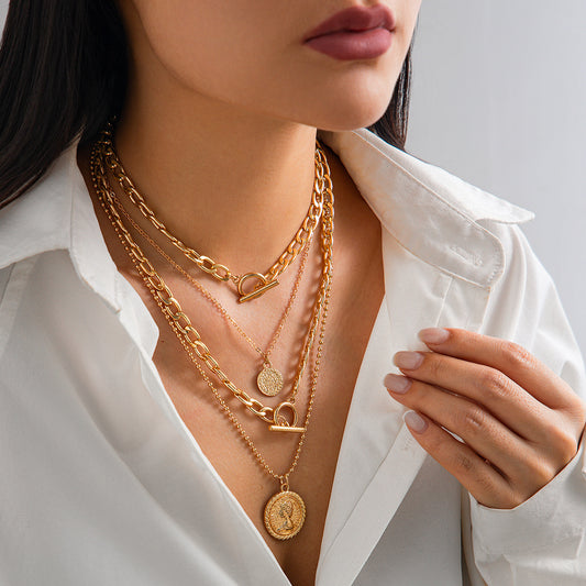 Set di collane circolari multistrato, lunghezza irregolare